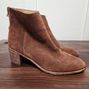Madewell Brown Suede Zip Stacked Heel Ankle Bootie